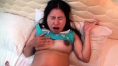 Pregnant amateur Thai nympho fucks a BWC