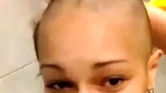 girl friend shaves her had all the way bald