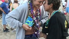 These Latina chicas get wild and crazy at a huge Mardi Gras party