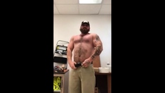 Muscle man showing his dick