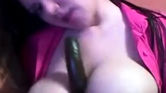 Girl with huge boobs spit